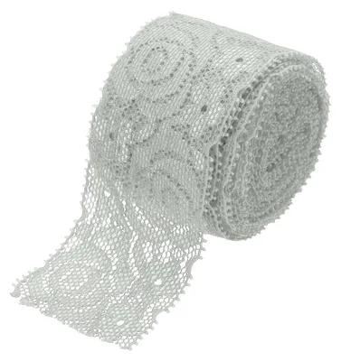 Spitzenband 4,5 m, 7,6 cm breit, hellgrau
