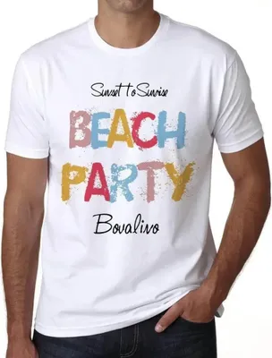 Produktbild von Herren Grafik T-Shirt Bovalino Strandparty – Bovalino Beach Party – Öko-Verantwortlich Vintage Jahrgang Kurzarm Lustige Druck Geburtstag Geschenk Mann