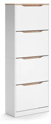 Productafbeelding van Schoenklaprek Vicco Ruben Wit/Artisanaal eiken 60.2 x 157.2 cm met 4 kantelbare compartimenten, Model 62904