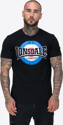 Image de T-shirt homme coupe régulière HUYTON Noir/Blanc/Bleu/Rouge XL Lonsdale