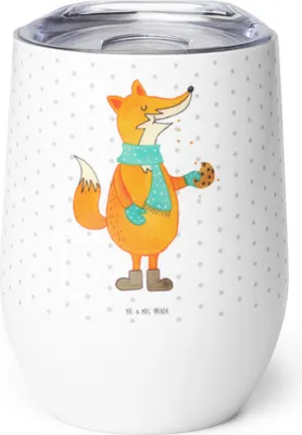 Produktbild von Mr. & Mrs. Panda Thermo Becher Fuchs Keks - Weiß - Geschenk, Edelstahlbecher, Weihnachten, thermosbecher, Isolierbecher, Thermobecher, Kekse, Frieren, Weihnachtlich