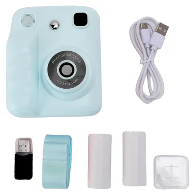 Image de Appareil photo instantané pour enfants, 48 MP, vidéo, numérique, avec papier d'impression et carte de 32 Go, cadeau créatif et amusant pour les enfants de 3 à 14 ans, bleu