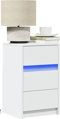 Immagine prodotto di vidaXL Comodino con luci LED in legno bianco