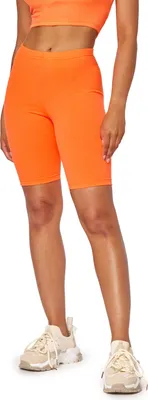 Image de Leggings courts fluo Bellivalini pour femme, pantalon flashy pour femme, idéal comme tenue de festival pour femme BLV50-301 (orange fluo, XS)