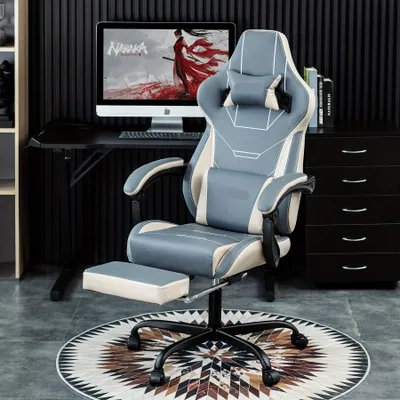 Produktbild von Gaming-Stuhl - Bürostuhl - Gaming-Stuhl - Werkstuhlstuhl - Verstellbare Sitzhöhe - Mit Fußstütze