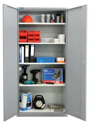 Produktbild von ADB Stahlschrank 40956 lichtgrau 92,0 x 42,0 x 195,0 cm, aufgebaut