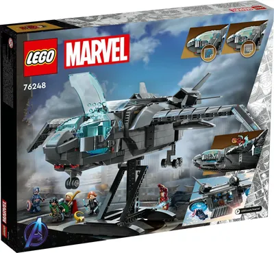 Produktbild von LEGO 76248 Marvel Der Quinjet der Avengers, Spielzeug Superhelden-Raumschiff mit Thor, Iron Man, Black Widow, Loki und Captain America Minifiguren
