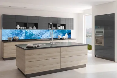 Produktbild von Küchenrückwand Folie Selbstklebend OZEANSTURM EFFEKT 350 x 60 cm - Klebefolie - Dekofolie