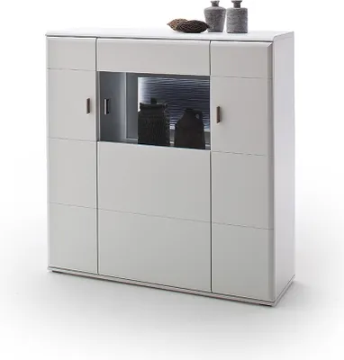 Produktbild von Amora Highboard mit 2 Türen und 1 Tür mit Glas, 5 Einlegeböden, 3 feste Böden