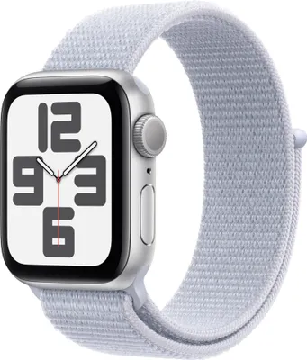 Produktbild von Apple Watch SE GPS Silver Aluminium, Blue Cloud Sport Loop, MXEE3QF/A, 40mm