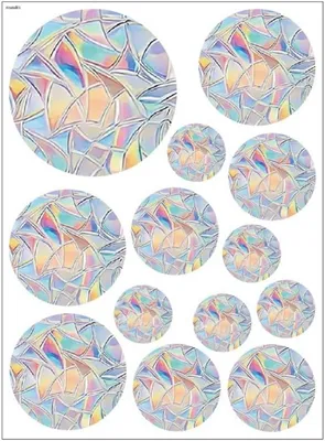 Produktbild von Prisma Fensteraufkleber Suncatcher Sticker Regenbogen Folie Fenster Sonnenfänger Vogel Anti Kollisions Fenster Aufkleber für Stoppt Vögel Türfenster Kreis- (52 Stück)
