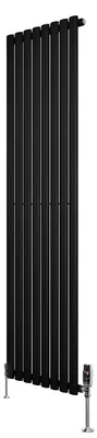 Productafbeelding van Radiator met thermostaaf en chromen ventiel – 1800 mm x 480 mm – Zwart