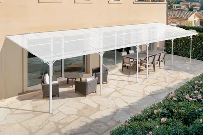Produktbild von Angebaute Pergola/Carport 33m² KLEO 1100L300 Aluminium Weiß