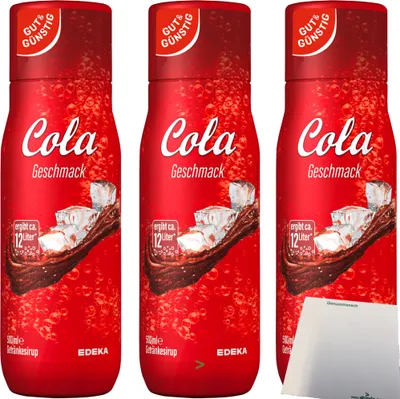 Produktbild von Gut & Günstig Cola Getränkesirup 3er Pack (3x500ml Flasche) + usy Block