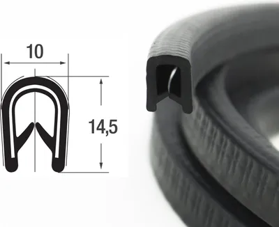 Produktbild von KS1-4S-EPDM Kantenschutzprofil Schwarz Klemmbereich 1-4 mm Maße 14,5x10 mm