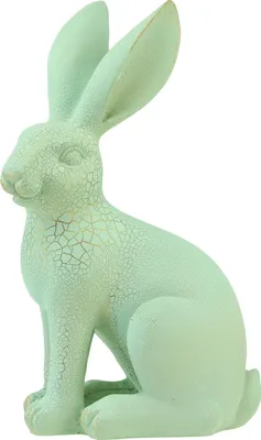 Produktbild von Deko Hase sitzend Grün Gold Krakelee Vintage Antik Tischdeko 23,5cm