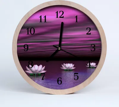 Produktbild von Holzuhr 20fi cm wanduhr - Wasser-Lilien-Blumen