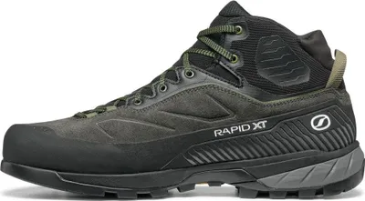 Schwarze und grüne Rapid XT Mid GTX Approach Schuhe für Herren von Scarpa; ideal für den Zustieg.