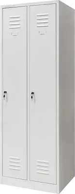 Zdjęcie produktu dla Szafka ubraniowa BHP socjalna metalowa Mega-M J-60 2-drzwiowa szara 60x50x180 cm skręcana