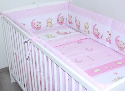 Produktbild von PRIMAWELA Nestchen 420 cm Bettumrandung Babybett Baby Kinder Nest Kopfumrandung 30. Bärchen Rosa
