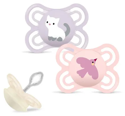 Produktbild von MAM Perfect Silikon Schnuller 0-6 2er Pack inkl. Transport- Sterilisierbox, Dento-Flex, für eine gesunde Mundentwicklung, Extra dünner Sauger