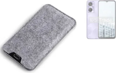 Produktbild von K-S-Trade Filz Handyhülle kompatibel mit Tecno Pop 6 Schutzhülle Filztasche Filz Tasche Case Sleeve Handy Hülle Filzhülle grau
