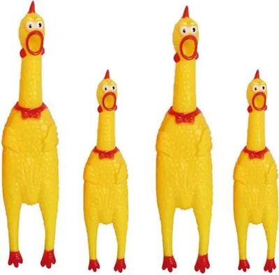 Produktbild von Gummihühnchen Spielzeug - 4 Stück gelbe quitschende Gummihühner - Lustig und Langlebig - Stressball Spielzeug für Kinder