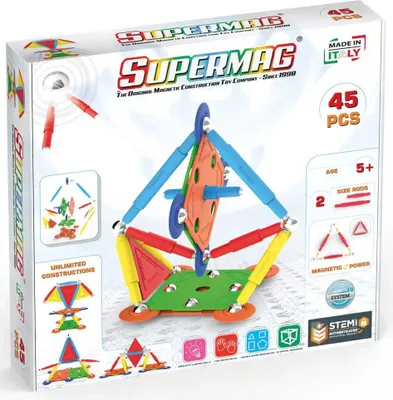 Produktbild von Supermag Projects Mehrfarbiger magnetischer Bausatz, 45 Teile