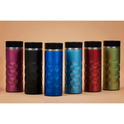 Produktbild von Glitzernder Thermobecher "Diamond" in Schwarz, Blau, Grün, Rot, Pink, Grau/Silber und Hellblau - Doppelwandig und stylisch für heiße und kalte Getränke. Entdecken Sie Qualität und Glanz! hellblau