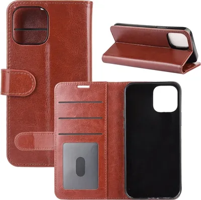 Produktbild von Mobigear Wallet iPhone 12 Hülle Klapphülle Geldbörse - Braun