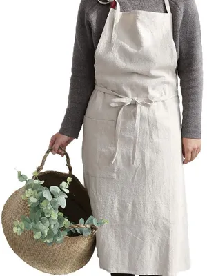 Immagine prodotto di Grembiule da cucina in lino di alta qualità, con grande tasca, disponibile in 9 colori