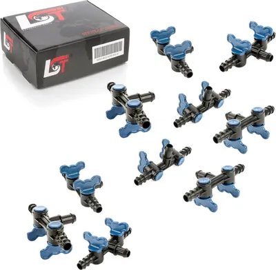 Produktbild von 10x Doppel Absperrhahn Bewässerungssystem T-Stück Schlauchkupplung Ø 16x16x16 mm
