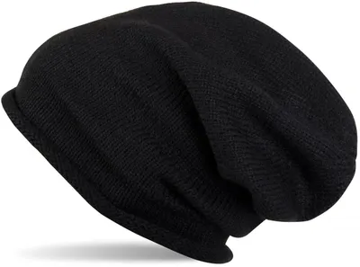 Produktbild von styleBREAKER Uni Beanie Feinstrick Rollrand bis Umfang 59cm, Schwarz