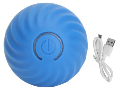 Produktbild von Interaktives Katzenspielzeug, Ball mit LED-Licht, wiederaufladbar, 360 Grad, selbstdrehend, intelligent, für Hunde und Haustiere, Blau