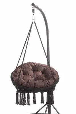 Zdjęcie produktu dla Poduszka na fotel wiszący 90x90 brązowa | bocianie gniazdo | poduszka na fotel ogrodowy | poduszka kokon | poduszka na huśtawkę ogrodową