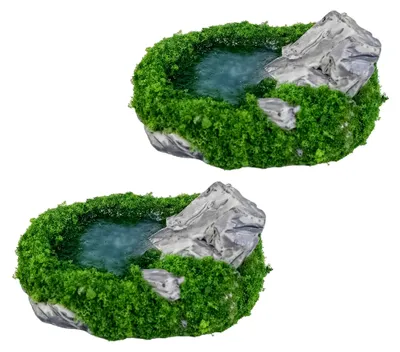Produktbild von 2er-Set Mini-Bonsai-Dekoration, Zen-Garten-Accessoire, Glasbehälter, Bonsai-Zubehör