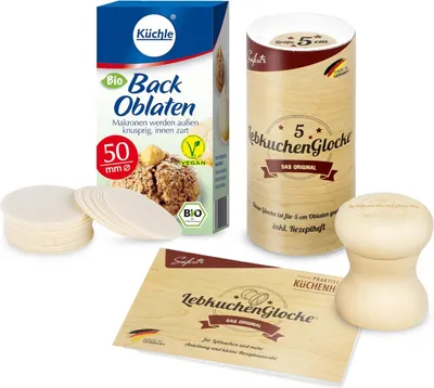 Immagine prodotto di Campana di pan di zenzero | set da forno 5 cm incl. cialde di cottura | stampo per pan di zenzero, stampo per amaretti | ideale per pan di zenzero e amaretti