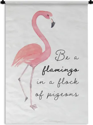Produktbild von MuchoWow® Wandteppich Wandbehang Rosa - Flamingo - Zeichnung 120x180 cm Tapisserie Dekoration Wandtuch - Schlafzimmer - Dekorationen für das Haus