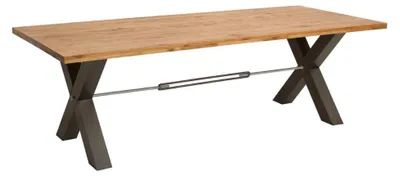 Produktbild von Esstisch CAVARA – Wildeiche und schwarzes Metall – 240 cm – Industriestil