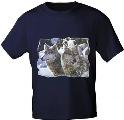 Produktbild von T-Shirt mit Print - Wölfe - 10818 - versch. Farben zur Wahl - Gr. S-2XL Color - Navy Größe - XL