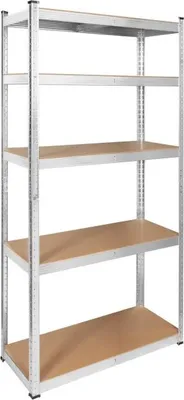 Obrázek produktu pro Rebel RB-1250 Kovový skladovací regál, 5 polic, 180 x 90 x 40 cm,  875 kg, stříbrná