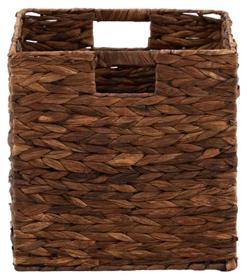 Produktbild von Korb CAO 2er Set 32x32 cm, braun - Handgefertigte Körbe aus Wasserhyazinthe, faltbar mit robusten Griffen. Vielseitig für Schlafzimmer, Büro, Wohnzimmer. Praktisch & Dekorativ, Regalkorb, Aufbewahrung
