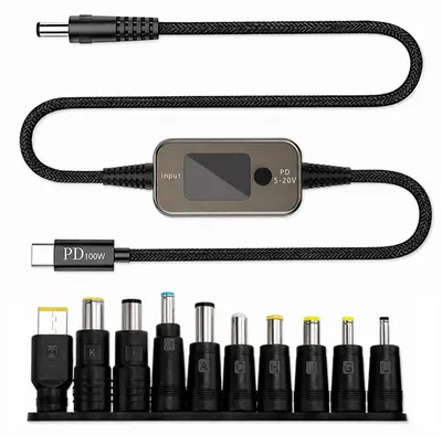 Produktbild von GERUI USB-C PD zu DC Adapterkabel 100W 5A Spannung einstellbar 10 Adapter