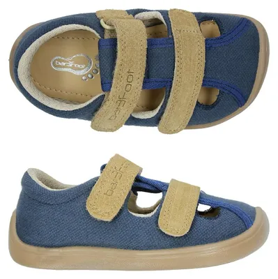 Produktbild von Canvas-Sandalen 3F 3BE26/49 bar3foot super flexi dunkelblau barfuß, Klettverschluss