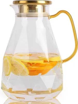 Immagine prodotto di Caraffa in vetro da 2,2 litri con coperchio, 74 once, brocca per l'acqua