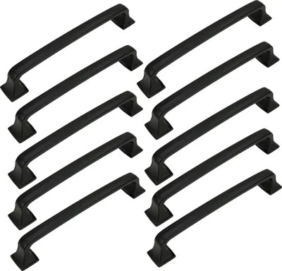 Produktbild von Schwarzer Möbelgriff aus Aluminium, 128 mm, mattschwarz, ideal für Küchenschränke, Kommoden und moderne Möbel, 10er Set mit Montageschrauben.