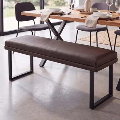 Produktbild von Sitzbank HWC-O81, Polsterbank Garderobenbank Esszimmerbank, Metall Kunstleder 120cm braun