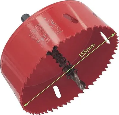 Produktbild von 155 mm Universal-HSS-Bimetall-Lochsäge – Lochschneider für Aluminium, Holz, Gusseisen – mit 1/4"-Gewinde