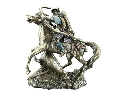 Produktbild von Japanischer Samurai zu Pferd mit Bogen Veronese Bronzeoptik Figur Skulptur Deko Geschenk WU78196A4