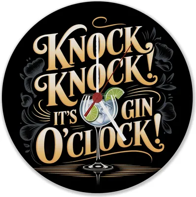Produktbild von Knock Knock! It's Gin o'clock! Wanduhr aus MDF